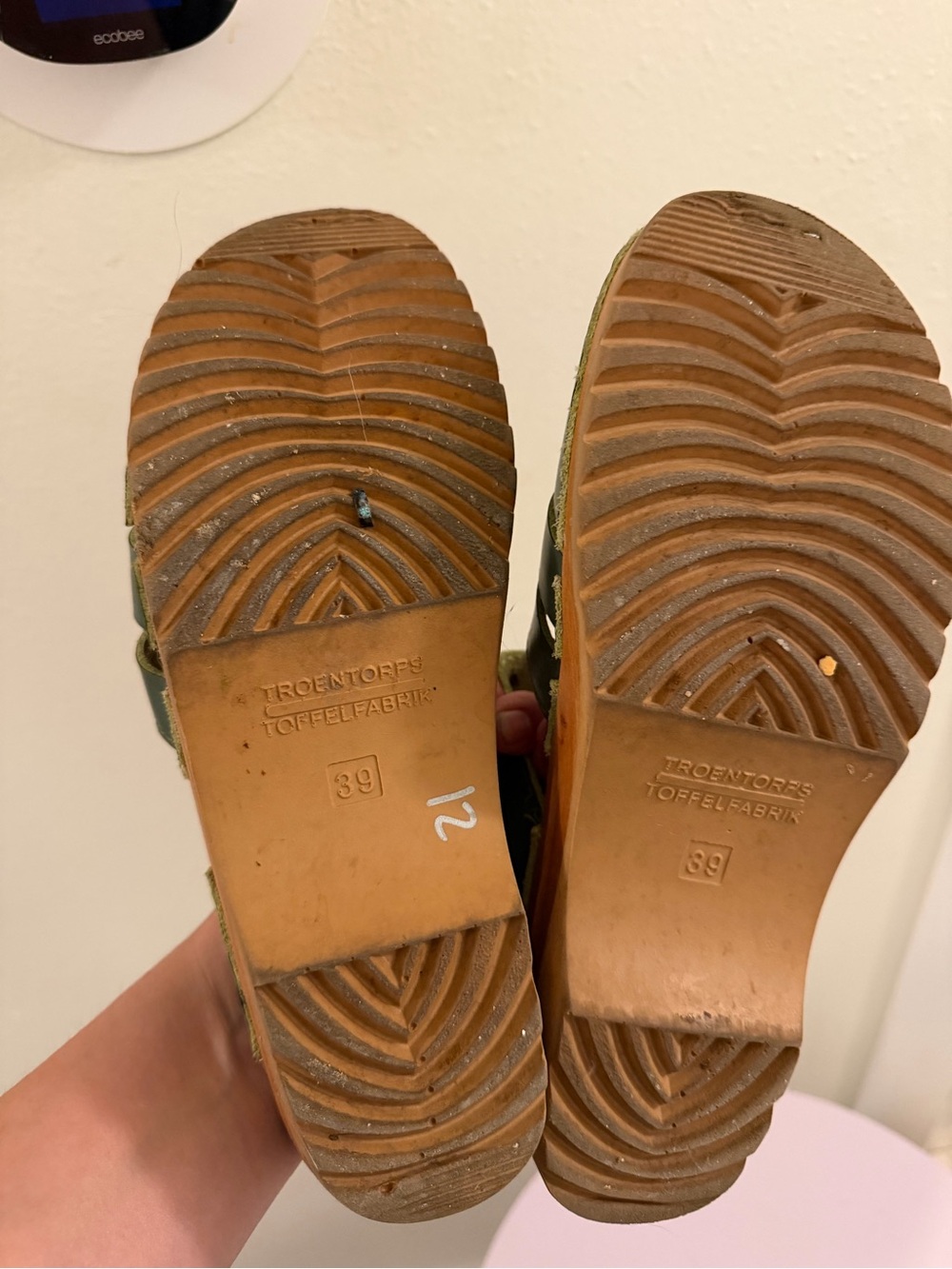 Green Leather Slip-On Clog with Buckle Strap - Picture 5 of 6